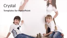  Presentation with roll up banner - Theme featuring happy family with white banner background and a sky blue colored foreground