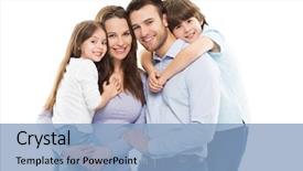  Presentation with multitasking career family - Beautiful theme featuring happy family backdrop and a light blue colored foreground