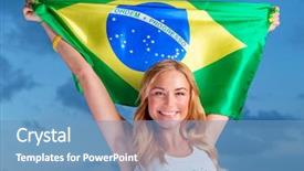  Presentation with football stadium - PPT layouts having happy fan of brazilian football background and a teal colored foreground