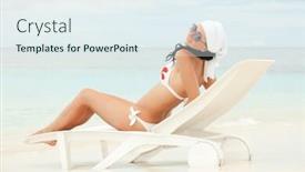  Presentation with rest - Cool new presentation with happy fashion woman rest on the beach backdrop and a sky blue colored foreground