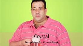  Presentation with fat - Amazing presentation theme having happy fat man drinking a beer and a green background backdrop and a coral colored foreground