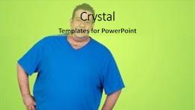  Presentation with sonar blue modern ship radar - Slide set enhanced with happy fat man with blue shirt and a green background background and a yellow colored foreground