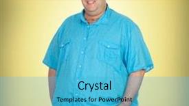  Presentation with sonar blue modern ship radar - Presentation theme consisting of happy fat man with blue shirt and a yellow background background and a teal colored foreground