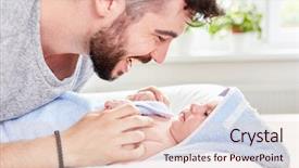  Presentation with happy birthday baby - PPT layouts enhanced with happy father and baby wrapped background and a lemonade colored foreground