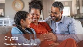  Presentation with happy baby - Theme consisting of happy-father-and-daughter-touching background and a tawny brown colored foreground
