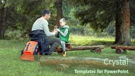  Presentation with journey - PPT theme with happy-father-and-son-hikers background and a seafoam green colored foreground