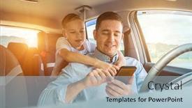  Presentation with family day - Presentation enhanced with happy-father-and-son-sitting background and a light blue colored foreground