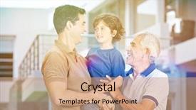  Presentation with father - Audience pleasing slides consisting of happy father carrying smiling son backdrop and a  colored foreground