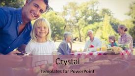  Presentation with barbecue - Slide deck having daughter on a sunny day background and a coral colored foreground