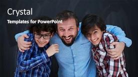  Presentation with joy - Colorful slide set enhanced with happy-father-hugging-sons-unforgetable backdrop and a wine colored foreground