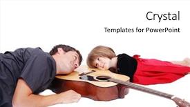  Presentation with daughter - Presentation theme featuring happy father is hugging his daughter isolated background and a white colored foreground