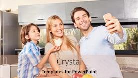  Presentation with selfie - Slide deck enhanced with happy-father-makes-a-selfie background and a coral colored foreground