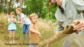  Presentation with camping - Presentation theme having happy-father-passing-wood background and a yellow colored foreground