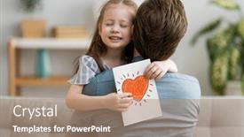  Presentation with postcard - Colorful presentation theme enhanced with happy-father-s-day-child backdrop and a coral colored foreground