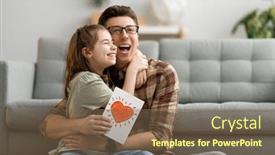  Presentation with postcard - Amazing slide set having happy-father-s-day-child backdrop and a violet colored foreground