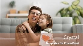  Presentation with kid s happy fathers day - Colorful PPT theme enhanced with happy-father-s-day-child backdrop and a coral colored foreground