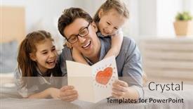  Presentation with postcard - Slide set with happy-father-s-day-children background and a coral colored foreground