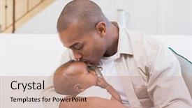  Presentation with happy baby - Beautiful PPT layouts featuring happy father spending time backdrop and a coral colored foreground