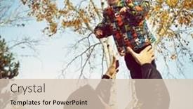  Presentation with happy image - Amazing PPT layouts having happy-father-to-tosses-up backdrop and a soft green colored foreground