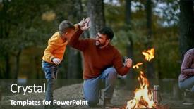  Presentation with giving - Beautiful slide set featuring happy-father-with-son-giving backdrop and a tawny brown colored foreground