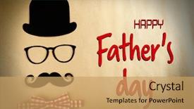  Presentation with father - Audience pleasing PPT layouts consisting of happy father's day bowler backdrop and a coral colored foreground