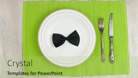  Presentation with table setting - PPT theme enhanced with happy-fathers-day-concept-gentleman background and a mint green colored foreground