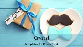  Presentation with father - Amazing slide set having happy father's day concept backdrop and a light blue colored foreground