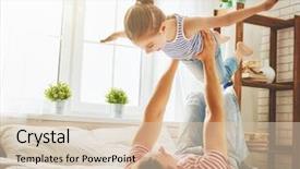  Presentation with family day - Presentation design featuring happy father's day dad background and a soft green colored foreground