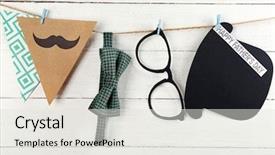  Presentation with accessories - Colorful theme enhanced with happy fathers day garland backdrop and a light gray colored foreground