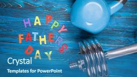  Presentation with father - PPT theme consisting of happy father's day inscription background and a ocean colored foreground