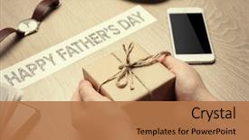  Presentation with gifts - Slide deck featuring happy father's day inscription background and a coral colored foreground