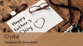  Presentation with kid s happy fathers day - Colorful slides enhanced with happy father's day set backdrop and a coral colored foreground