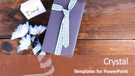  Presentation with gift ribbon - Amazing theme having happy father's day backdrop and a coral colored foreground