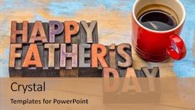  Presentation with father - Beautiful PPT theme featuring happy father's day backdrop and a coral colored foreground