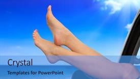  Presentation with holiday blue and silver - Presentation theme featuring happy feet - beautiful female legs background and a  colored foreground