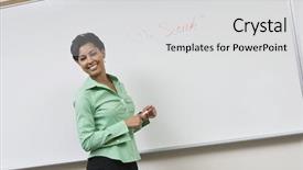  Presentation with female - Presentation having happy female african american professor background and a light gray colored foreground