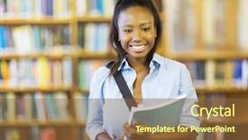  Presentation with college - Slide deck having happy female african college student background and a tawny brown colored foreground