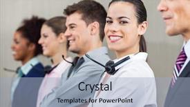  Presentation with customer service - Audience pleasing slide set consisting of happy female customer service backdrop and a light blue colored foreground