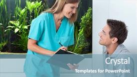  Presentation with female male symbol - Theme consisting of happy female dentist with clipboard background and a teal colored foreground