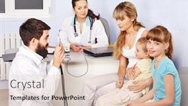  Presentation with exam - Theme enhanced with happy female doctor exam children background and a lemonade colored foreground