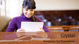  Presentation with female college student uti - Presentation theme featuring happy female indian college student background and a red colored foreground