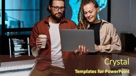  Presentation with female - Theme enhanced with happy-female-it-manager background and a tawny brown colored foreground