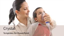  Presentation with airway - Audience pleasing PPT layouts consisting of happy female medical doctor backdrop and a coral colored foreground