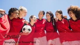  Presentation with female soccer - Amazing theme having happy female soccer team backdrop and a red colored foreground