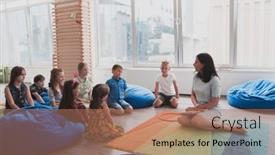 Presentation with trainee nurse sitting by female - Theme consisting of happy-female-teacher-sitting background and a coral colored foreground