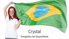  Presentation with flat lay of female sport - Slide deck enhanced with happy female with brazil flags background and a white colored foreground