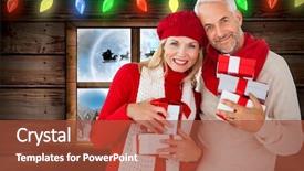  Presentation with festive - Cool new presentation theme with happy festive couple with gifts backdrop and a red colored foreground