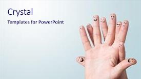  Presentation with college education happy smiling - Cool new presentation theme with happy finger smileys with copyspace backdrop and a sky blue colored foreground