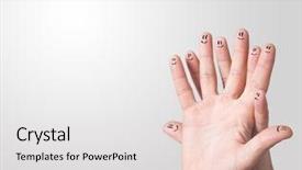  Presentation with finger - Beautiful PPT theme featuring happy finger smileys with copyspace backdrop and a white colored foreground