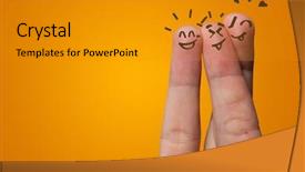  Presentation with team building - Theme consisting of happy fingers with team building background and a gold colored foreground